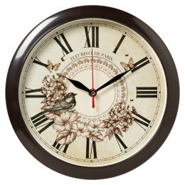 Часы настенные круглые d-29см Птица, коричневый Рубин 6026-038
