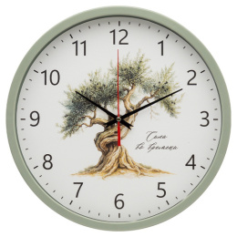 Часы настенные круглые d-30см Оливковое дерево, оливковый Рубин 3027-038