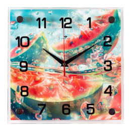 Часы настенные квадратные 25 х 25см Сочные арбузы Рубин 2525-052