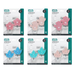 Крючки металлические+акрил+пластик набор 2шт. на самоклеящейся основе, 4 дизайна в ассортименте Vetta 440-348