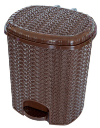 Ведро для мусора с педалью пластиковое 11л Вязание, шоколадный Ар-Пласт 02033