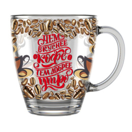 Кружка стеклянная 350мл Кофемания Декостек 2025-Д