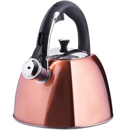 Чайник из нержавеющей стали со свистком 3,0л черная ручка, медный Mayer & Boch 28970