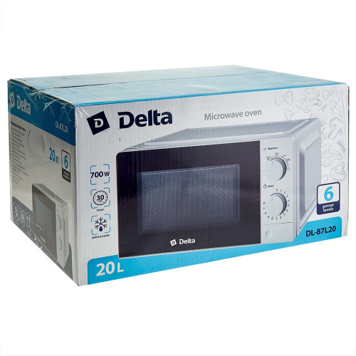 Микроволновая печь 20л 700Вт, механическое управление, белый Delta DL-87L20