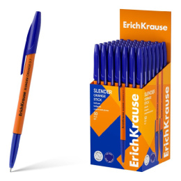 Ручка шариковая ErichKrause Slender Stick Grey Orange, синий, 0,7мм 63089