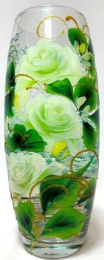 Ваза для цветов стеклянная бочонок h-26см Flora Аглая, прозрачный/художка, в п/у Декор-Стиль Н 43966