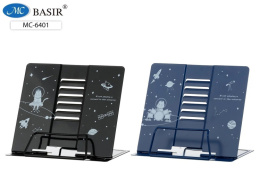 Подставка для книг Кот в космосе, черный/синий, металлическая МС-6401