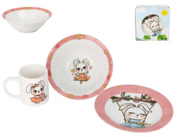 Набор детской посуды фарфоровой 3 предмета Зайчонок, в п/у Фокус 3-3210
