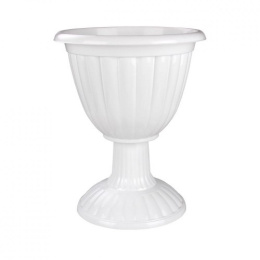 Вазон для цветов пластиковый Жасмин на высокой ножке 12л белый Альтернатива М1390