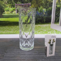 Ваза для цветов стеклянная цилиндр h-24см d-10см Радужный Дом РД20556