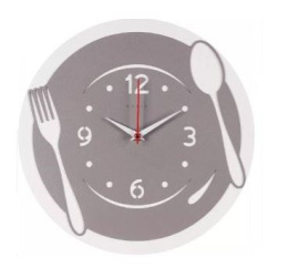 Часы настенные круглые d-33см Ланч Тайм, серебро + белый Рубин 3301-001