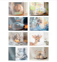 Альбом для рисования 40 листов Brauberg Ассорти-1, пластиковая обложка, гребень 107682