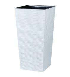 Кашпо пластиковое напольное Рапис со вставкой 29х29х57см 15л матовое белый Ар-Пласт 07050