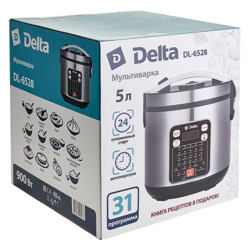 Мультиварка 5л, 900Вт, 31 программа, черный Delta DL-6528