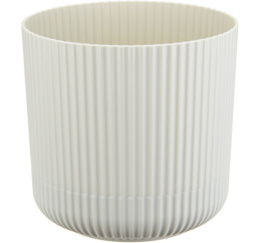 Кашпо пластиковое Вельвет с поддоном 1,6л d-14см h-13,5см белый ротанг Idea М3180