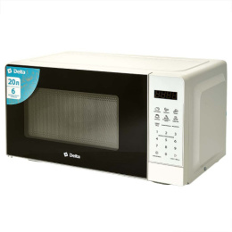 Микроволновая печь 20л 700Вт, электронное управление, LED-дисплей, 6 автопрограмм, белый Delta DL-90L20