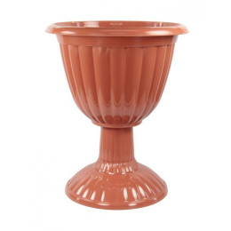 Вазон для цветов пластиковый Жасмин на высокой ножке 12л коричневый Альтернатива М1556