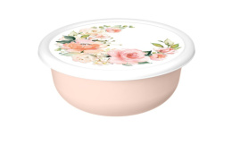 Миска пластиковая с крышкой 1,2л Модена с декором Розы, светло-розовый Homver 223188107/04