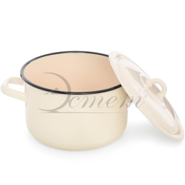 Кастрюля эмалированная  2,9л цилиндрическая с металл. крышкой без декора Жемчужная Эстет ЭТ-72963