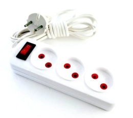 Удлинитель 3 розетки  3м  6А без заземления, ШВВП 2 х 0,75, 1300Вт, с выключателем, в инд. упаковке Веллконт У10-448