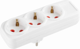 Тройник сетевой ТС-3-ТЛ3з 16А с тремя заземляющими контактами линейный, белый, в инд. упаковке Викей