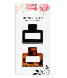 Крабы для волос Monte Vita набор  2шт. глянцевые черный/черепаховый, 3,8см 457010
