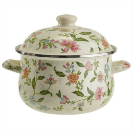 Кастрюля эмалированная Прованс 2,8л грушевидная с металл. крышкой Metalloni EM-1506
