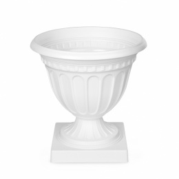 Вазон для цветов пластиковый Олимпия на ножке 18л d-42см h-41см белый Альтернатива М9036