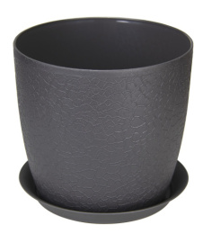 Кашпо пластиковое Верона с поддоном  1,5л d-14см h-12,6см графитовый Idea М3095
