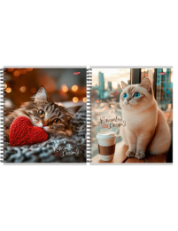 Тетрадь  96 листов Красивые коты, гребень 96-8452