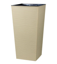 Кашпо пластиковое напольное Рапис со вставкой 29х29х57см 15л матовое капучино Ар-Пласт 07050