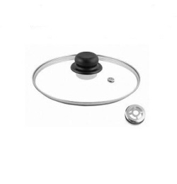 Крышка из термостойкого стекла с усиленным пароотводом d-20см, металлическим ободком, с пластиковой ручкой Appetite GF20P