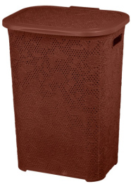 Корзина для белья пластиковая прямоугольная 60л 44х37х59см Бабочки, коричневый Ар-Пласт 16032