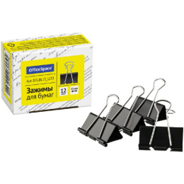 Зажим 15мм Officespace, черный BCLBL15_1232 ЦЕНА ЗА УПАК
