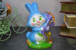 Копилка гипсовая Кролик с букетом роз 12х16см ГусьДекорЛюкс 6К02