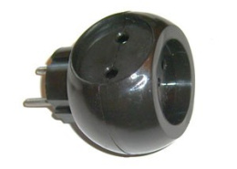 Тройник сетевой ТС-3  6А без заземления круглый, чёрный Веллконт