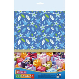 Бумага оберточная 100х70см Цветочные мотивы С3253-16