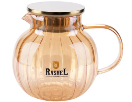 Чайник заварочный стеклянный 1,3л (кувшин) с металлическим фильтром, янтарный, в п/у Rashel R8365