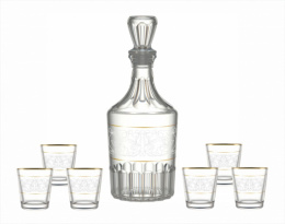 Набор стеклянный  7 предметов (графин - штоф + 6 стопок) Буржон, в п/у Декостек 1230-ГЗ2