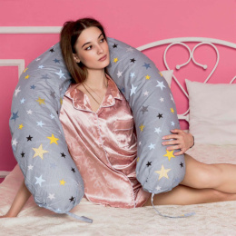 Подушка многофункциональная форма "Бумеранг" 195х30см (бязь) Звезды серые 8127/2, в пакете ДомВелл 