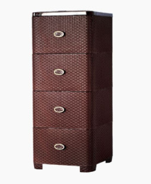 Комод четырехсекционный пластиковый Плетенка 38х43х93,5см шоколадный Ар-Пласт 16027