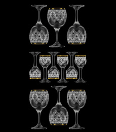Двойка - набор стеклянный 12 предметов (6 бокалов для вина + 6 рюмок) Византия, в п/у Декостек 1614-ГЗ2