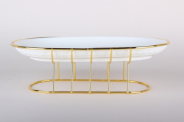 Блюдо керамическое овальное на металлической подставке 250мм Снежная королева Коралл LTBH-P1925TJ-A