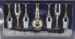 Набор стеклянный 13 предметов (графин - штоф + 6 бокалов для шампанского + 6 стопок) Золотой мед, в п/у Мусатов ME160+500+1022/05