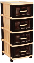 Комод четырехсекционный пластиковый Звездочка 38х45х95см шоколадно-бежевый Ар-Пласт 160272