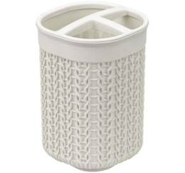 Подставка для зубных щеток пластиковая Вязание, белый ротанг Idea М2240