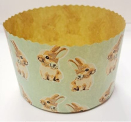 Форма для выпечки бумажная для кулича d- 9см h-9см Пасхальные зайчики