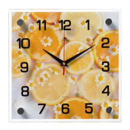 Часы настенные квадратные 25 х 25см Лимоны Рубин 2525-054