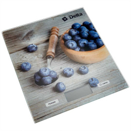 Весы кухонные электронные до  5кг, стеклянные, сладкая черника Delta KCE-36