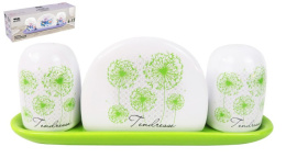 Набор для специй + салфетница керамический (доломит) 3 предмета на подставке Нежность, в п/у Lavenir HC415-D211